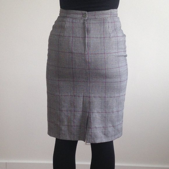 Evidence - Grey Plaid Houndstooth High Waisted Pencil Skirt - Picture 9 of 14